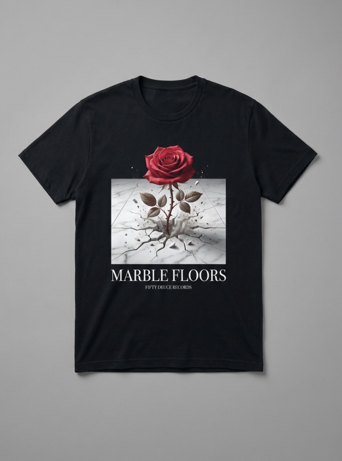 Rose Through Marble Tee, Marble Floors official merchandise by Lee Ali
